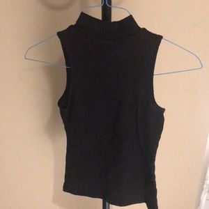 black mock neck tank